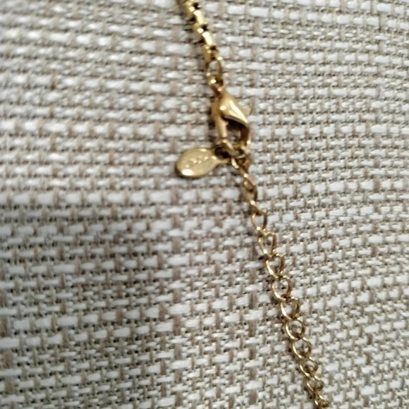 Monet Gold Tone Necklace Square Earth Tone Pendant iridescent 16" - Picture 8 of 8